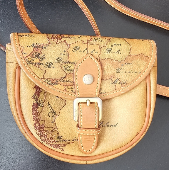 Alviero Martini 1A Classe Geo Print Brown Leather Crossbody Purse B-5 - Picture 13 of 13